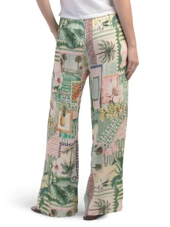 PAPERHEART Linen Blend Tropical Summer Print Trousers - Picture 2 of 5